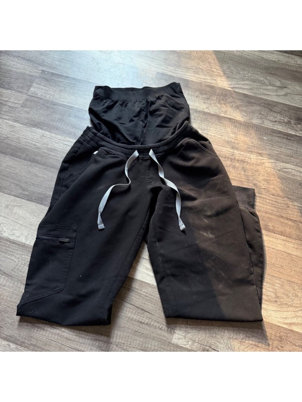 Figs Zamora Jogger Scrub Pants Black Slim Fit Elastic Waistband Drawstring Pocke